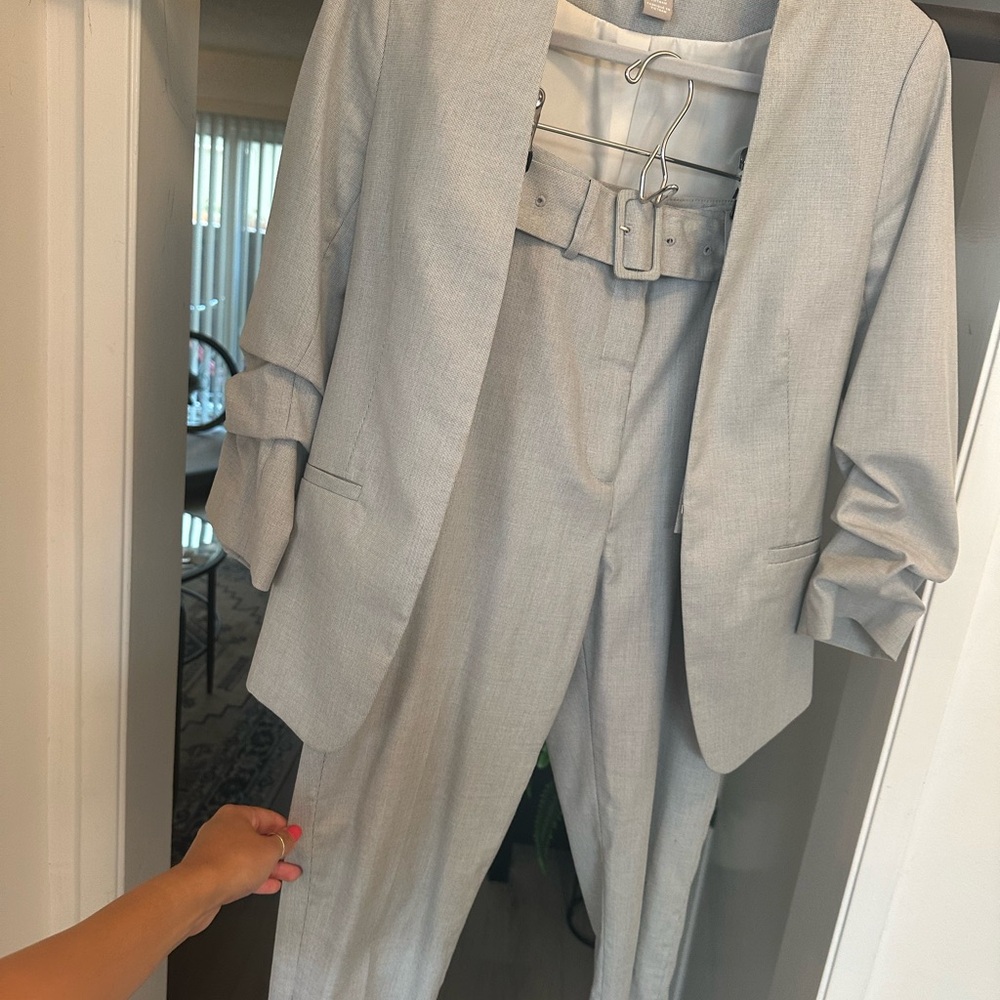 H&M Gray Suit Set Contemporary Style